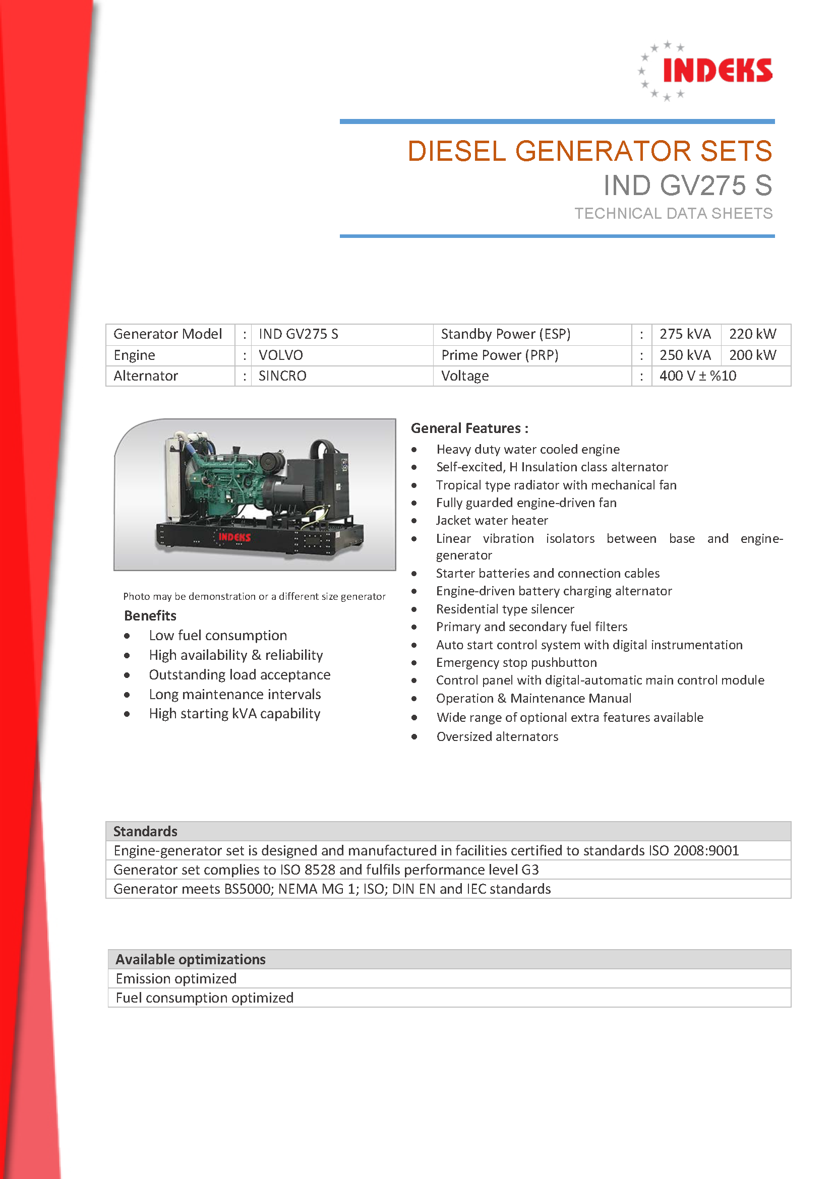 GROUPE ELECTROGENE DIESEL 275 KVA VOLVO – EPPOWER